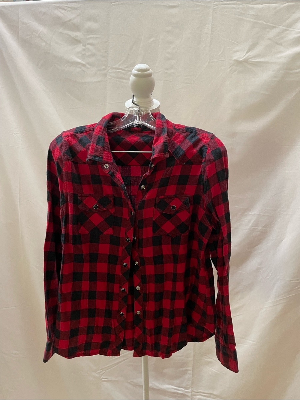Deb Red and Black Plaid Button-Down Shirt